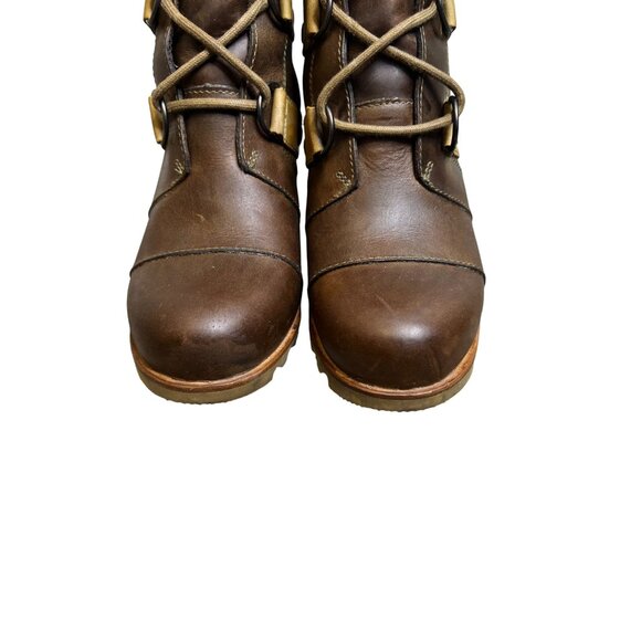 Sorel Joan of Arctic Wedge Mid Lace-Up Boots Women’s 7 Brown Leather Waterproof - Picture 11 of 13